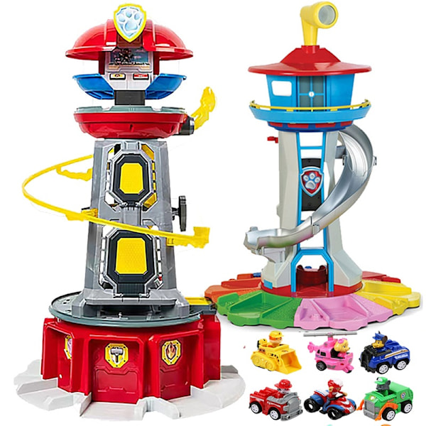 Paw Patrol Tårn Stor Størrelse Patrulje Canina Utsiktspunkt Modell Leke Sett Hunder Kjøretøy Actionfigur for Gutt Barn Bursdagsgave-WELLNGS tower with 6pcs dog