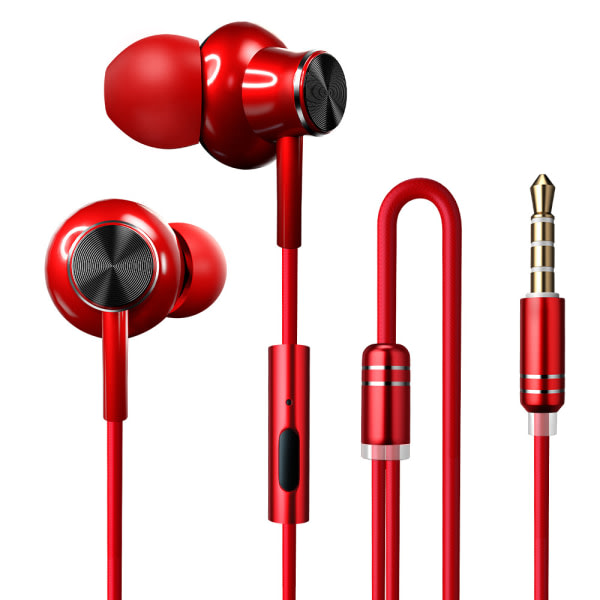 USB Type-c hörlurar In-ear stereo bas hörlurar med mikrofon röd