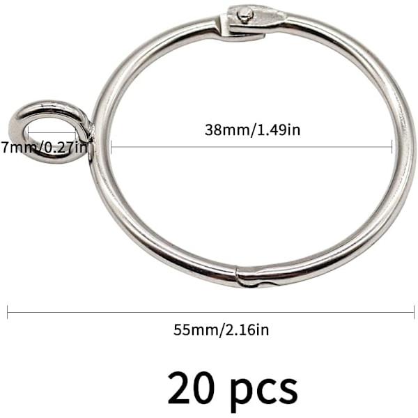Gardinstenger, 20 stk 38 mm rustfrie gardinstenger