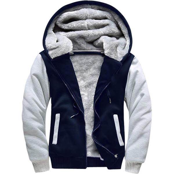 HERR PULLOVER TERMISK SHERPA FODRET JUMPER JAKKER VINTER TRENING FLEECE HOODIE FULL ZIP ULL VARM TYKK JAKKER YTTREKLÆR 02NAVY 02navy XL