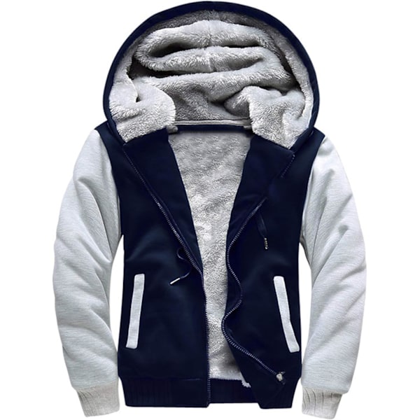 Miesten Villapaita Termo Sherpa Vuorattu Hyppytakki Talviharjoittelu Fleece Huppari Täysvetoketju Villa Lämmin Paksu Takki Ulkovaatteet 02navy 02navy S