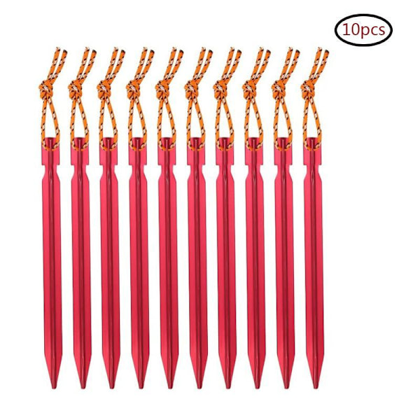 Camping teltplugger faste aluminiumslegering trekantede spiker 10 stykker rød-FA5-