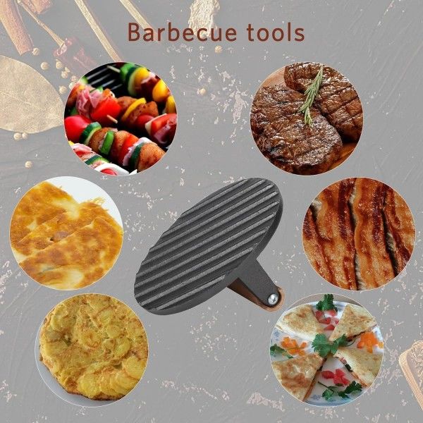 Gjutjärnsburgarepress, hamburgerpress, non-stick pattypress wi