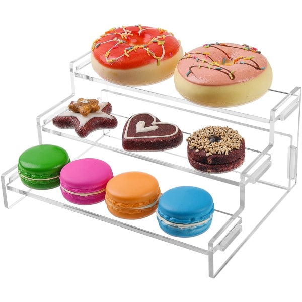 Cake Display Stand, tre lager av monteringsbar multifunktion akryl Transparent Pop Stand för efterrätter (7,28"x1,18"x3 nivåer x1 st, genomskinlig)