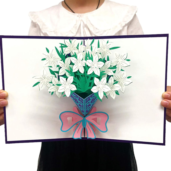 Vit Lilja 3D Pop Up-kort, 3D Pop Up-kort Gratulationskort