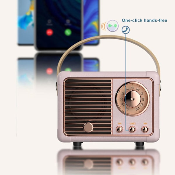 Sijiali Retro Bluetooth-kompatibel högtalare Hifi-ljud Mini Bärbar Trådlös Subwoofer Resemusikspelare för utomhusbruk Black
