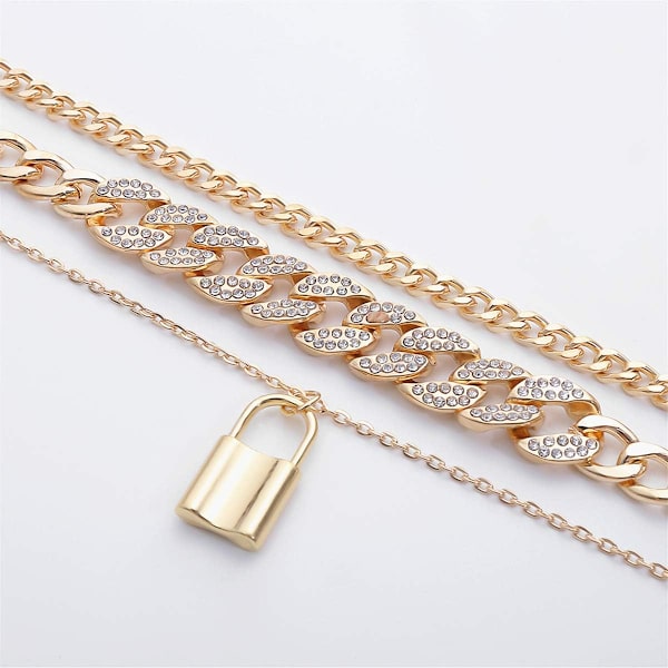 Rhinestone Curb Cuban Link Chain Choker for Women Unisex Cool
