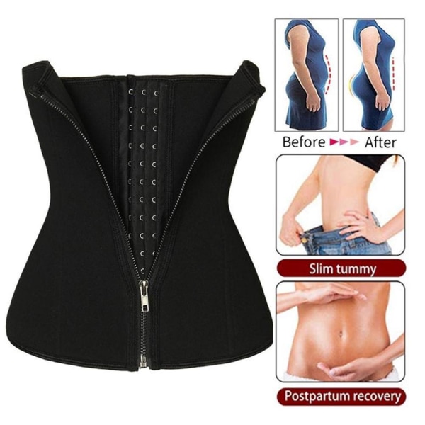 Bastu svettbälte för viktminskning Neopren waist trainer Body Sh blackS S