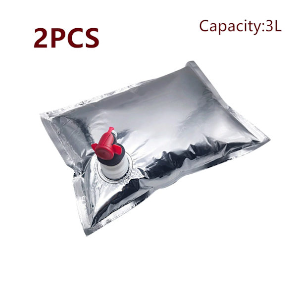 Yleinen suurikapasiteettinen vesipussi, tuoreenpidon kannettava punaviinipussi, tyhjiötiivistetty alumiinipinnoitettu perhosventtiili bag-in-box 3L-2PCS