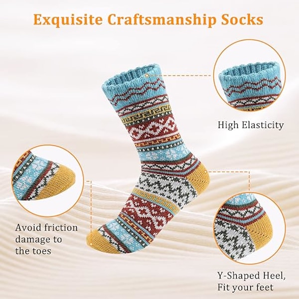 Varma Sockor, 5 Par Damullsockor för Vinter - Mjuka och Tjocka