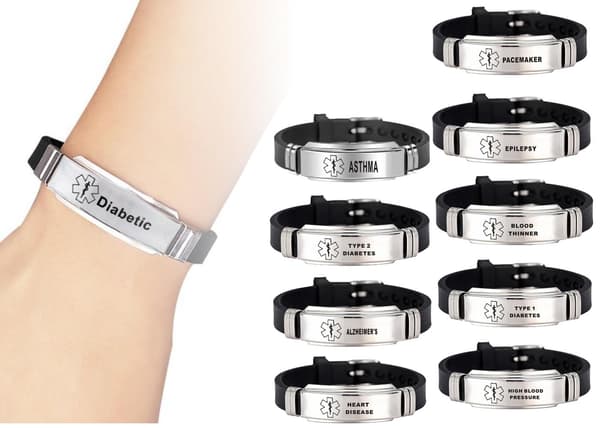Medicinsk Alarm ID-armbånd - Perfekt Sort one size Black