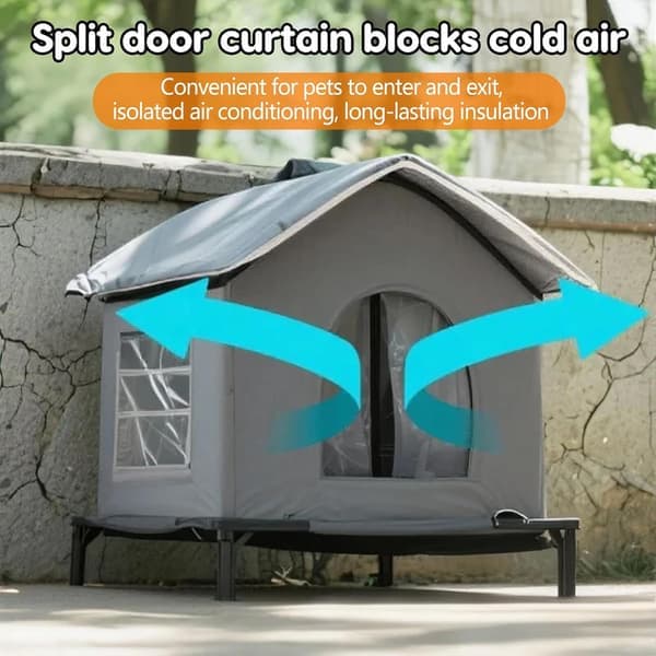 Katt- og hundeseng - grått vinterdyrehus, vanntett, isolert og slitesterk kurv for kattehus-FA- 33x33cm