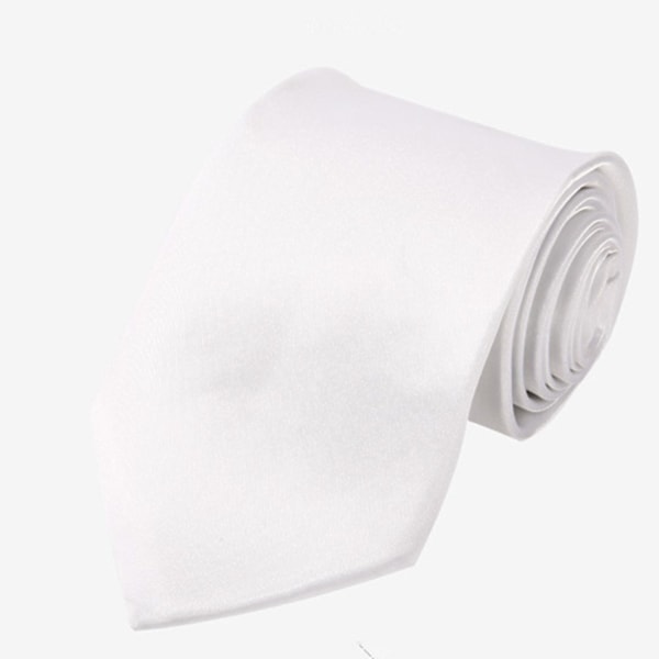 #Klassisk slips for menn, hvit, 8 cm#