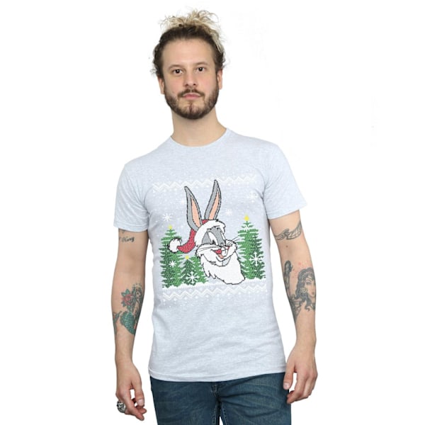 Looney Tunes Herr Bugs Bunny Jul Fair Isle T-shirt M Sportgrå Sports Grey M