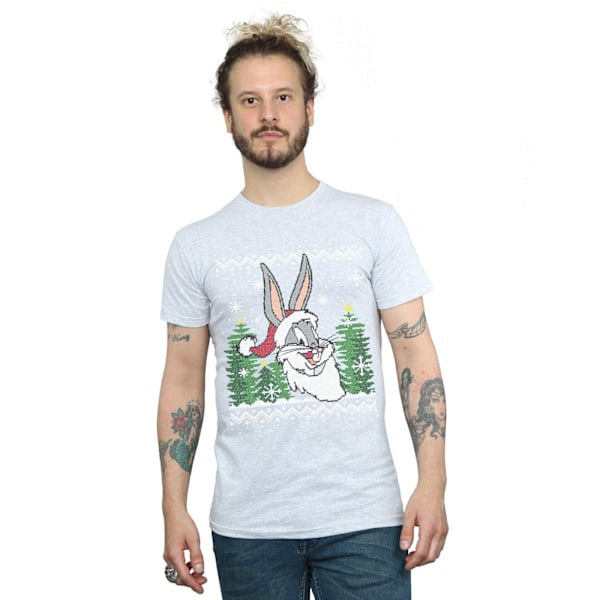 Looney Tunes Herra Bugs Bunny Jul Fair Isle T-paita 3XL Sporttiharmaa Sports Grey 3XL