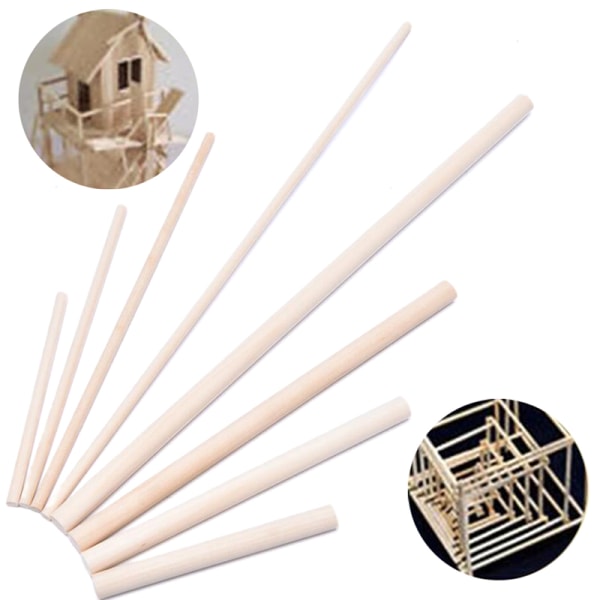 10 stk naturlige træ rundstokke tællepinde Dowel DIY Byg 10*200mm
