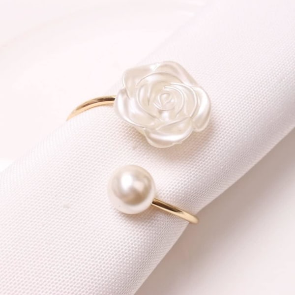 2st Pärlservettringar Delikat Rose Flower Bröllopsservettringar Eleganta servettklämmor för bankettfest