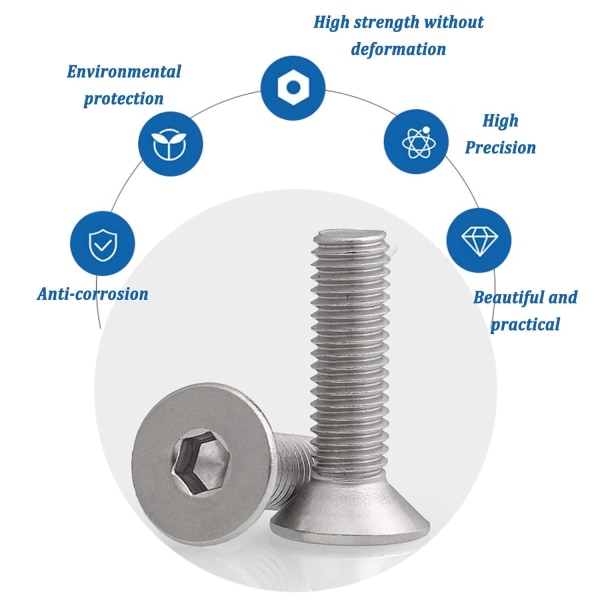 40 kpl M6 x 20 mm:n uppokantaisia kuusiokolokantaisia ruuveja