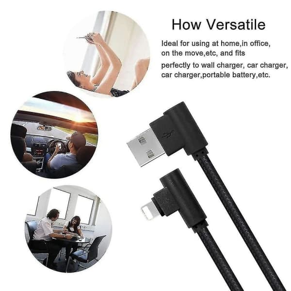 iPhone ladekabel, bred kompatibilitet, 90 graders hurtiglading-XS6-