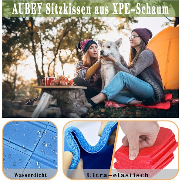 Set med 2 termiska sittdynor, hopfällbara utomhus, sittdyna, utomhus barns sittunderlag, vattentät lekplatsmatta, vandringsjakttillbehör,