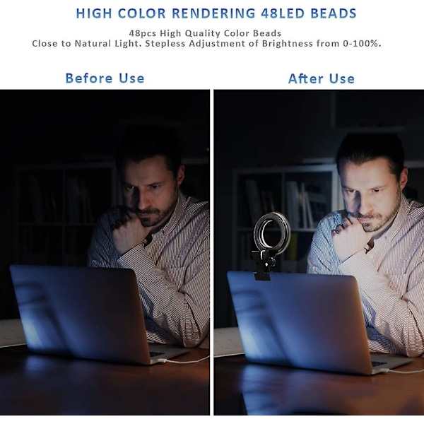 USB LED-ringlampa för bärbar dator - Perfekt lösning för webbkamera