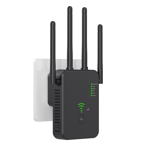 WiFi-repeater 1200 Mbps, WiFi-signalförstärkare Dual Band 2,4 GHz och 5 GHz WiFi-nätverksförlängare med lång