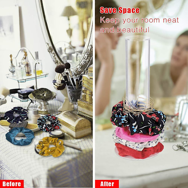 Akryl Scrunchie Hållare Stativ Genomskinlig Scrunchie Display Organizer Hårband Smycken Armband Display Stativ