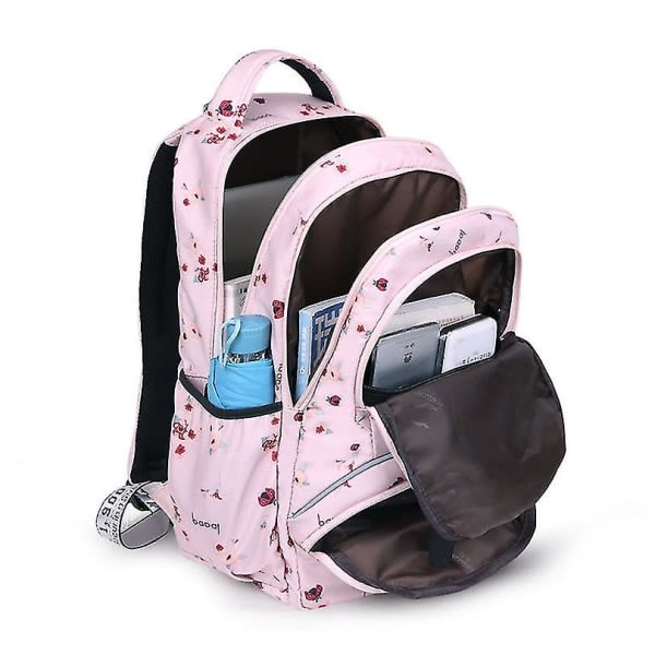 Ryggsäck för kvinnor Fritidsgymnasium gymnasieelevväska Stor kapacitet flerlagers resväska Lätt printed ryggsäck rosa