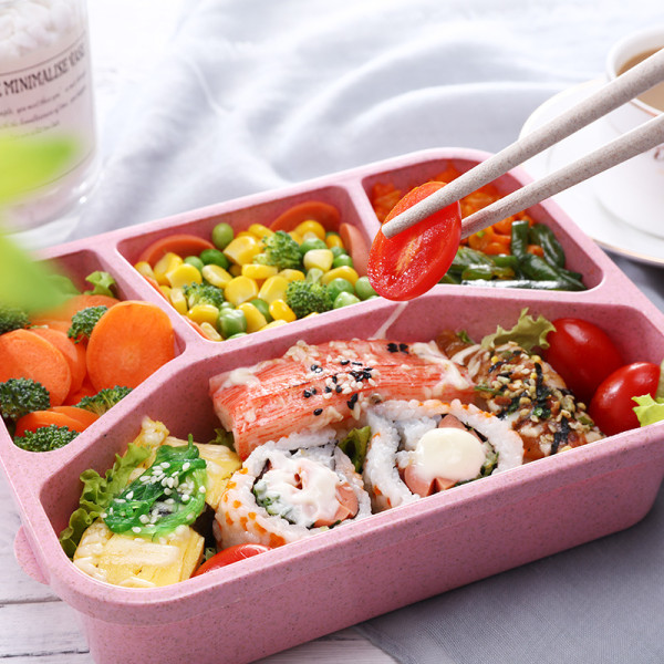 Bento Lunch Box, Bento Box för barn och vuxna (1000 ml, rosa)