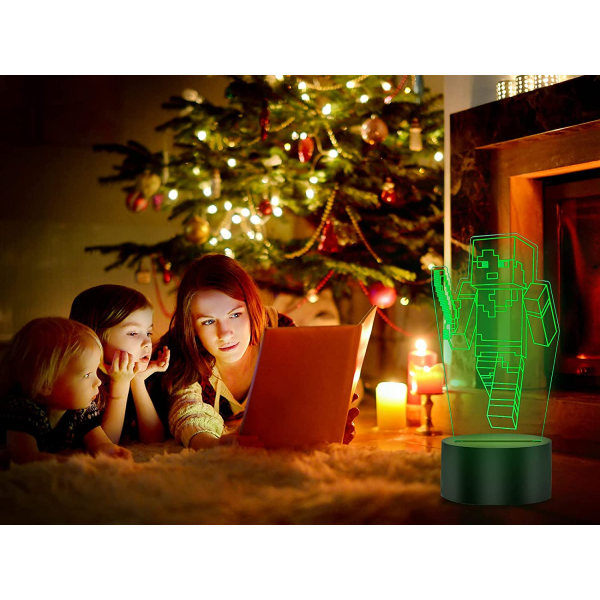 3D natlampe 16 farver Illusion bordlampe med fjernbetjening USB genopladelig til juleindretning i soveværelset --- My World