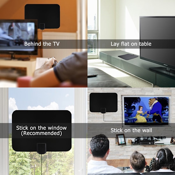 Innendørsantenne for full HDTV-mottak 25 dB - svart