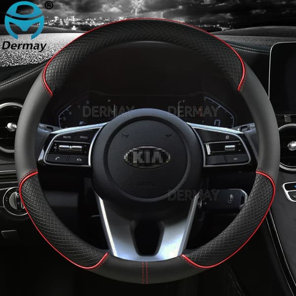 Microfiber Leather Dermay Car Steering Wheel Cover Compatible with Kia Ceed Xceed Ceed SW Pro_Ceed GT Car Accessories Interior-FA- D shape Blue