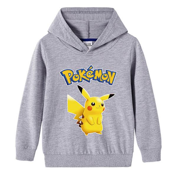 Tegnet Pikachu Langarmet Hoodie for Barn Genser Trøye Gul 130cm Yellow