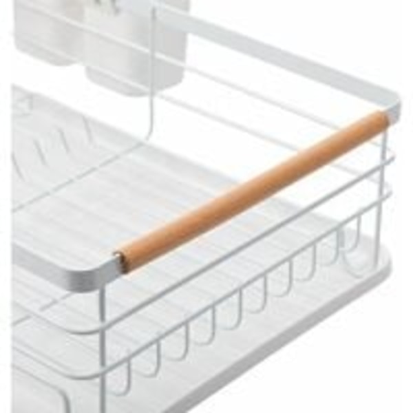 Diskestativ med dryppbrett og bestikkholder, 41,5x 30,5 x 14 cm, hvit