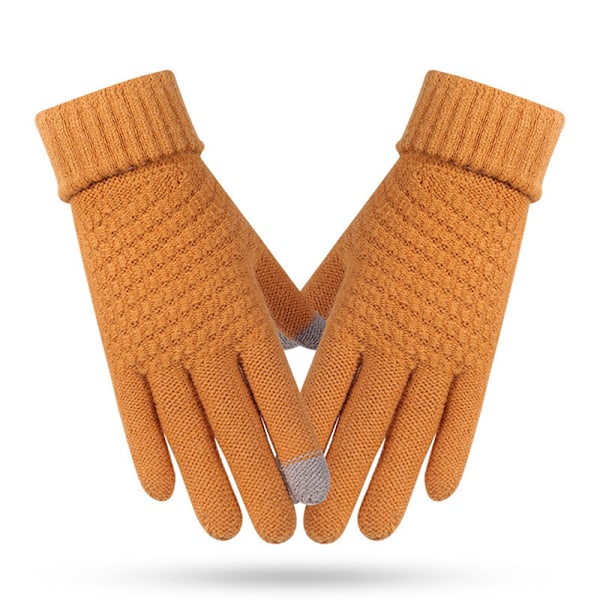 Vinter Touch Handskar Dam Herr Varm Stretch Stickad Vantar Imitat Yellow