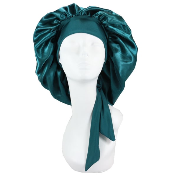 Silkki Bonnet Luonnollinen Kiharat Hiukset Nukkua Satiini Bonnet green