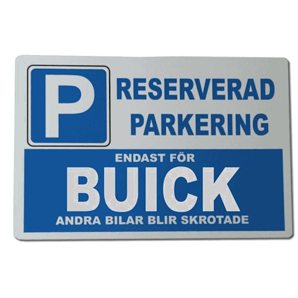 Metallplåtskylt med 'BUICK'-design - 30x20 cm skylt 190