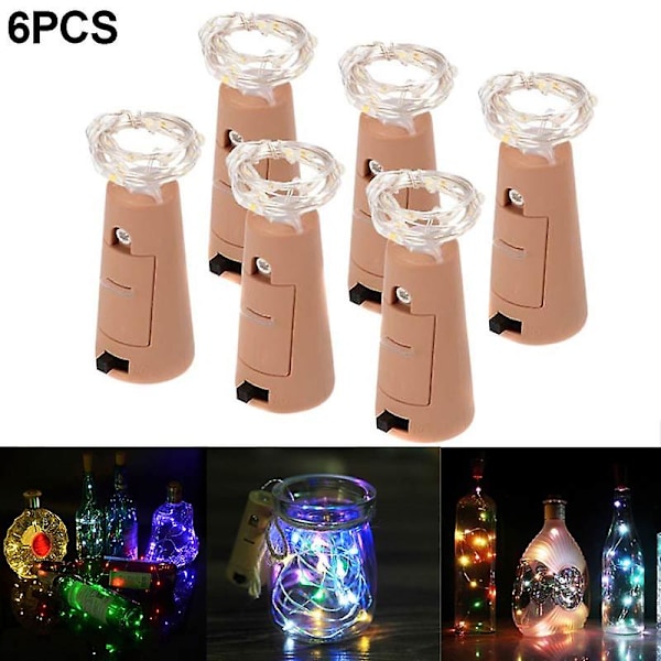 6 st/set 2m korklampor med skruvmejsel Flasklampa 20 lysdioder Fairy String Light för festbröllop Multicolor