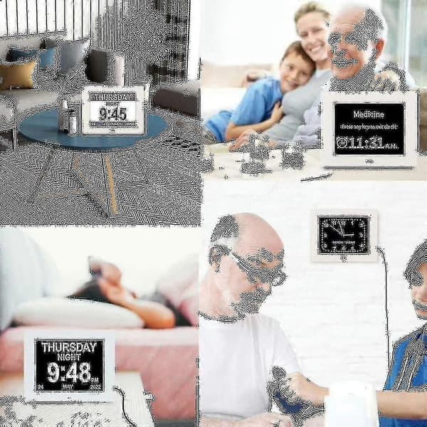 Demensklokke med stor digital skjerm, dag og dato for eldre -FA-