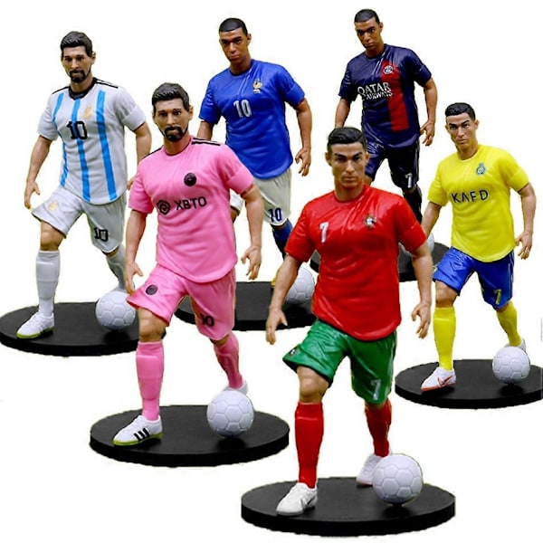 6 stk nye fotballstjerner FIFA C.Ronaldo Messi Mbappe Modelldukker Tegneserie Søte Actionfigurer Biltilbehør Fotballfans Gaver-Perfekt 4