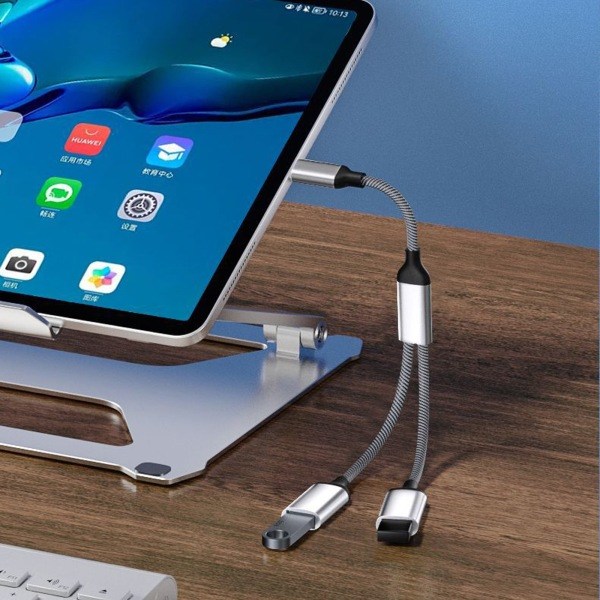 USB C hane till 2 USB C hona kabeladapter Hörlurs-typ C Laddningsadapter 480 Mbps Dataöverföring 30 cm/11,81 tum