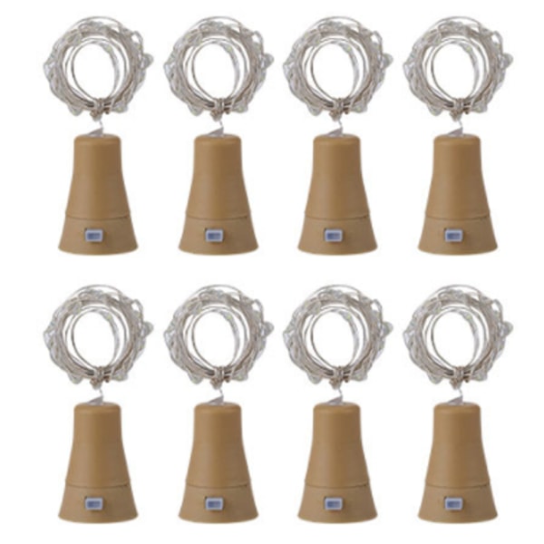 8-pack solcelle vinflaskelamper Korklamper for vinflaske dekor white