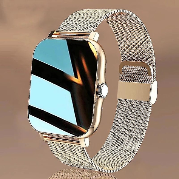Smartklocka Herr Dam Smartwatch För Android Telefoner Iphone Pulsmätare Fitness Tracker Gold