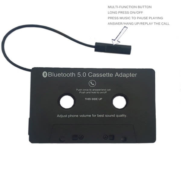 Bilstereo Bluetooth-kassettmottagare Bandspelare Bluetooth 5.0 Kassett Aux-adapter Svart