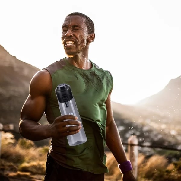 Tritan vandflaske Air Water Up Bottle Frostet 650 ml Air Startup Sæt Vandkop til campingsport -FA5- 2
