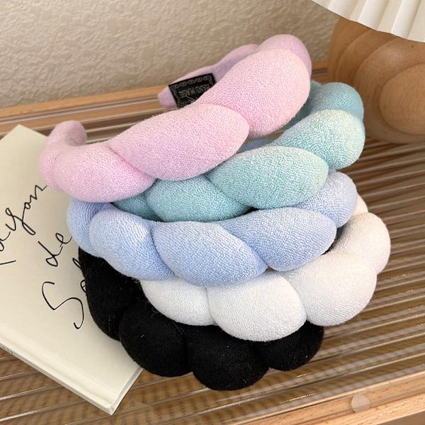 Huvudband för tvätt av ansikte, 1 st Bubble Puffy Face Wash Headband för smink / hudvård, halkfri frottéhandduk (Blå) blue