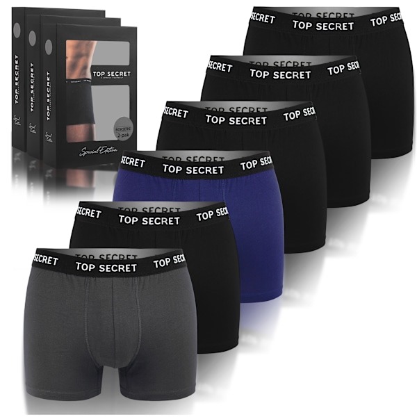 Miesten alusvaatteet 6-pakki Koko M Pehmeä Lämmin Ja Mukava Boxershorts Puuvilla Miehille Väriyhdistelmä: musta, tummansininen, harmaa M black m