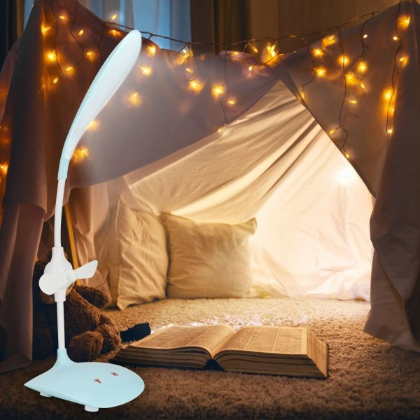 USB-genopladelig 5W LED-bordlampe med ventilator, 3-trins dæmpning KLB