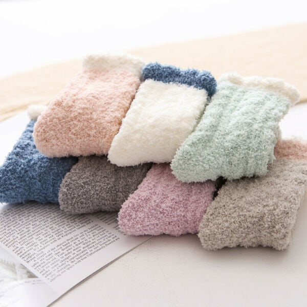 5 Par Kvinders Vinter Varme Bløde Fluffy Sove Strømper Lounge Random