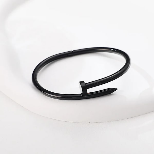 Armband i rostfritt stål, guld och silver, massiv metallisk manschett, ny design, nagelmode, kvinnor, tonåringar, flickor, armband, smycken Black